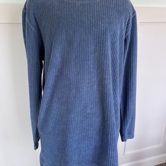 Vintage L.L. Bean women’s Blue Ribbed Long Sleeve Top size Medium - Picture 1 of 10